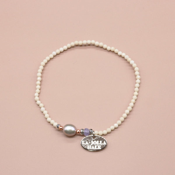 【美人鱼泪滴】珍珠 x 坦桑石 x 河卵石手链