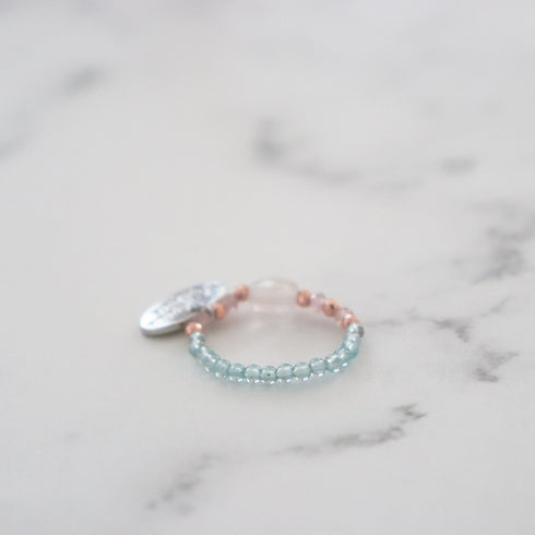 【盛开的粉色玫瑰】玫瑰石英 x 粉色碧玺 x 磷灰石戒指