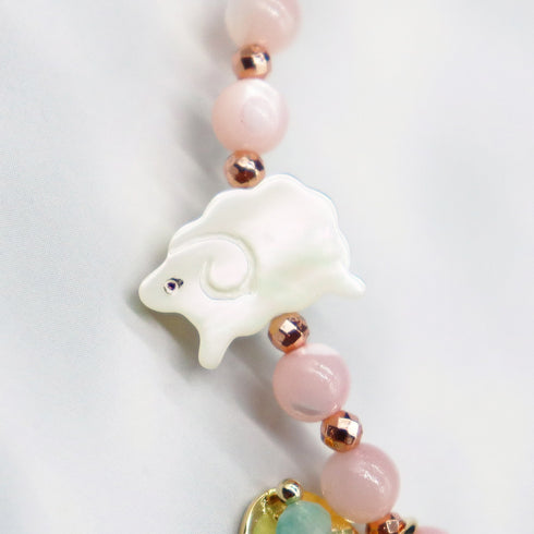 【Lovely Zoo】水紋天珠×マザーオブパール ブレスレット