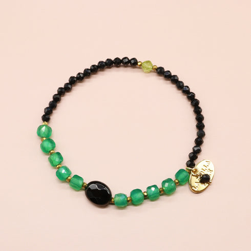 【绿光阳光】橄榄石 x 绿玛瑙 x 缟玛瑙手链