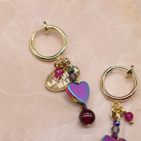 【Open the Jewelry Box!】ロードライトガーネット×アイオライト×マルチカラーヘマタイト イヤリング