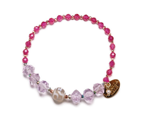 宝瓶天珠 x 粉色紫水晶 x 人造红宝石手链