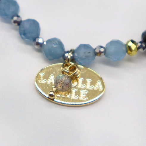 【可爱动物园】水波纹天珠 x 海蓝宝石 x 锆石 x 珍珠母贝手链