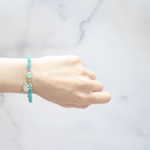 【对斋浦尔的渴望】绿东陵玉、菱镁矿、绿松石和橄榄石手链