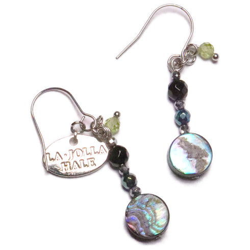 アバロニシェル×オニキス×ライトブルーヘマタイト ピアス