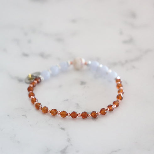 【Open the Jewelry Box!】수문 천주×오렌지 가넷×블루 레이스 아게이트 팔찌