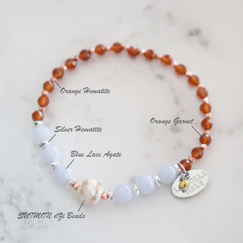 【Open the Jewelry Box!】수문 천주×오렌지 가넷×블루 레이스 아게이트 팔찌