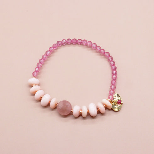 【Pink! Pink! Pink!】ピンクオパール×ピンクトパーズ×ピンクエピドート ブレスレット