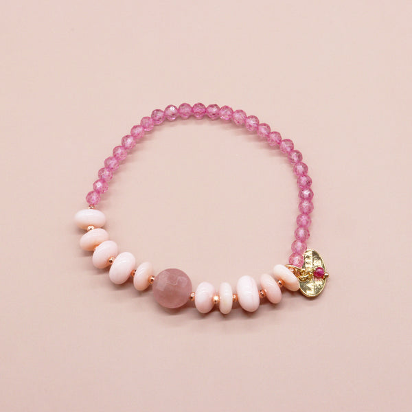 【Pink! Pink! Pink!】ピンクオパール×ピンクトパーズ×ピンクエピドート ブレスレット
