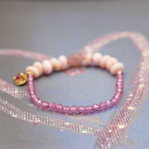 【Pink! Pink! Pink!】ピンクオパール×ピンクトパーズ×ピンクエピドート ブレスレット