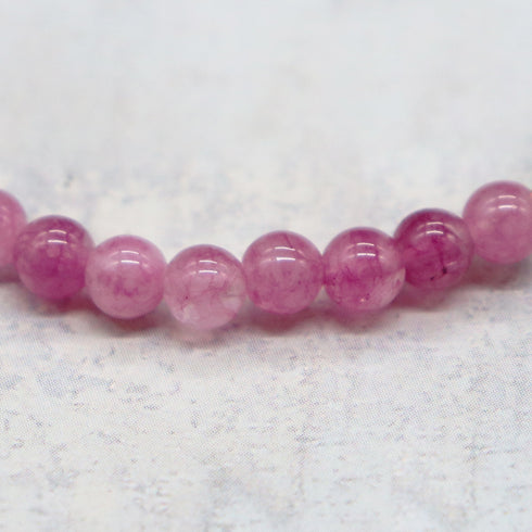 【Blooming Pink Roses】水紋天珠×ローズクォーツ×パール×クォーツァイト ブレスレット