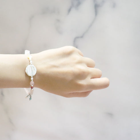 【盛开的粉色玫瑰】玳瑁天珠 x 粉晶 x 珍珠 x 珍珠母贝手链