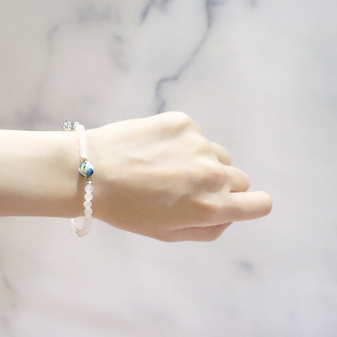 【盛开的粉色玫瑰】玳瑁天珠 x 粉晶 x 珍珠 x 珍珠母贝手链