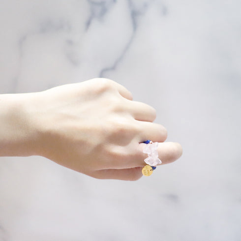 【Blooming Pink Roses】ローズクォーツ×クォーツァイト リング