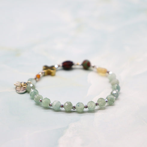 【如蜜糖般甜蜜】玳瑁天珠、黄水晶、蓝晶石、红虎眼石手链