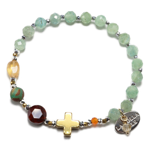 【如蜜糖般甜蜜】玳瑁天珠、黄水晶、蓝晶石、红虎眼石手链