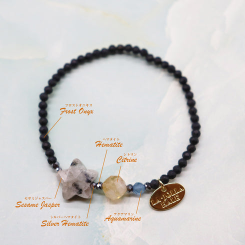 【如蜜糖般甜蜜】黄水晶 x 芝麻碧玉 x 霜玛瑙手链