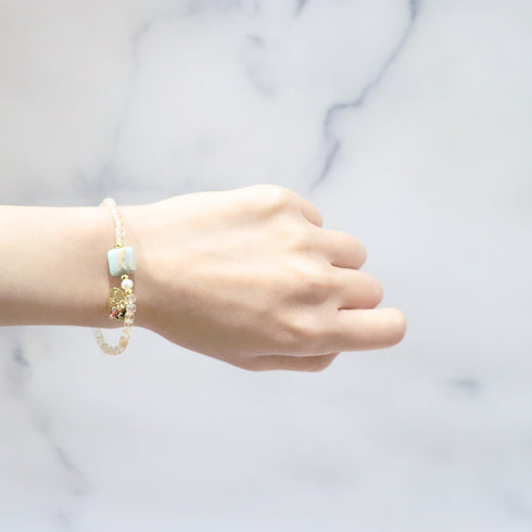 【Like a Honey Candy】シトリン×インプレッションストーン×パール ブレスレット