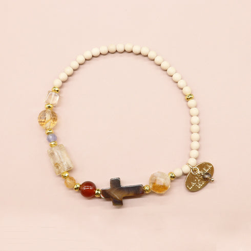 【Like a Honey Candy】シトリン×マザーオブパール×カーネリアン×タンザナイト ブレスレット