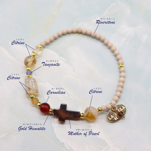 【Like a Honey Candy】シトリン×マザーオブパール×カーネリアン×タンザナイト ブレスレット