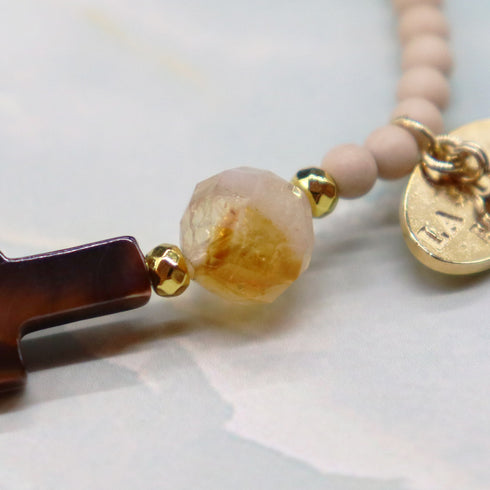 【Like a Honey Candy】シトリン×マザーオブパール×カーネリアン×タンザナイト ブレスレット