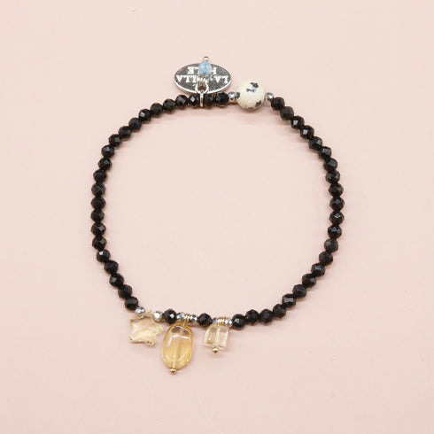 【Like a Honey Candy】シトリン×オニキス×ダルメシアンジャスパー ブレスレット