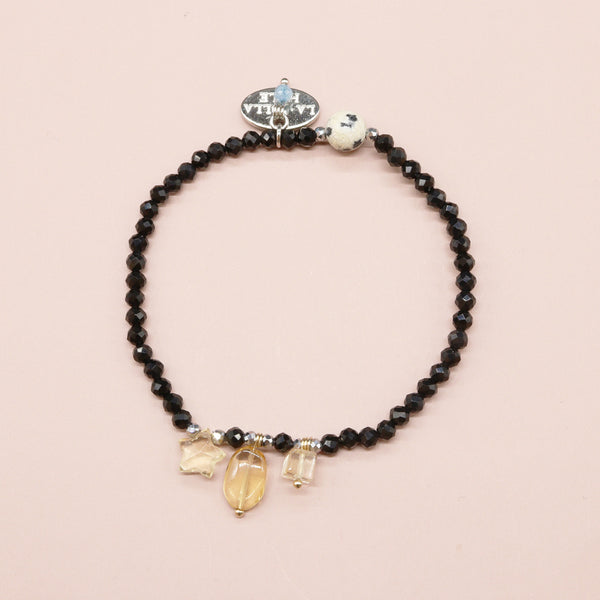 【Like a Honey Candy】シトリン×オニキス×ダルメシアンジャスパー ブレスレット