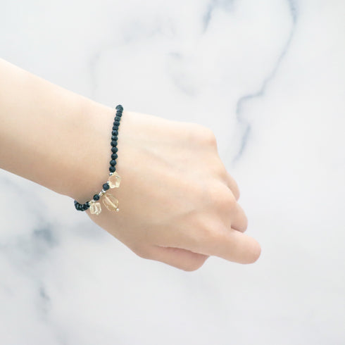 【Like a Honey Candy】シトリン×オニキス×ダルメシアンジャスパー ブレスレット