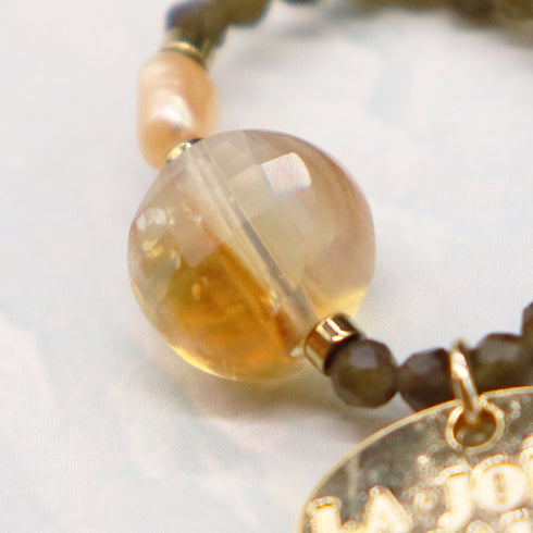 【Like a Honey Candy】シトリン×バロックパール×ゴールデンオブシディアン リング