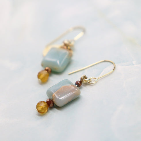 【Like a Honey Candy】シトリン×インプレッションストーン ピアス