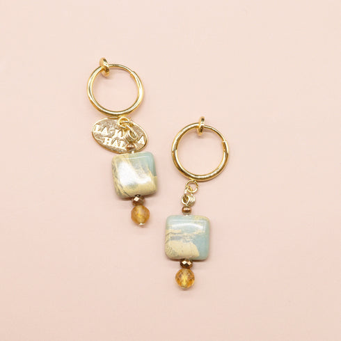 【Like a Honey Candy】シトリン×インプレッションストーン イヤリング
