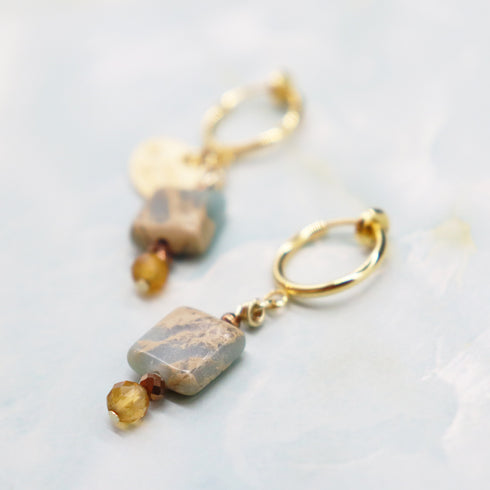 【Like a Honey Candy】シトリン×インプレッションストーン イヤリング