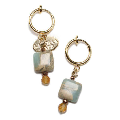 【Like a Honey Candy】シトリン×インプレッションストーン イヤリング