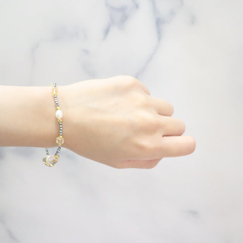 【Like a Honey Candy】亀甲天珠×シトリン×パール ブレスレット