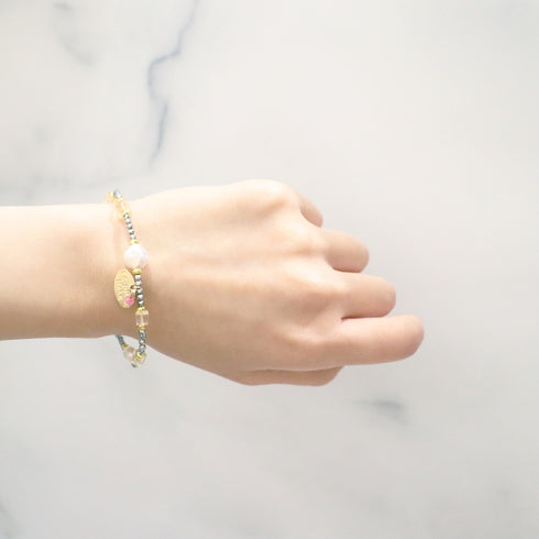 【Like a Honey Candy】亀甲天珠×シトリン×パール ブレスレット