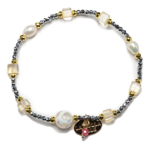 【Like a Honey Candy】亀甲天珠×シトリン×パール ブレスレット