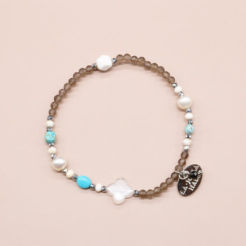 【Be Loved Turquoise】キングマンターコイズ×ターコイズ×スモーキークォーツ ブレスレット