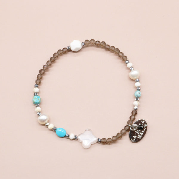 【Be Loved Turquoise】キングマンターコイズ×ターコイズ×スモーキークォーツ ブレスレット