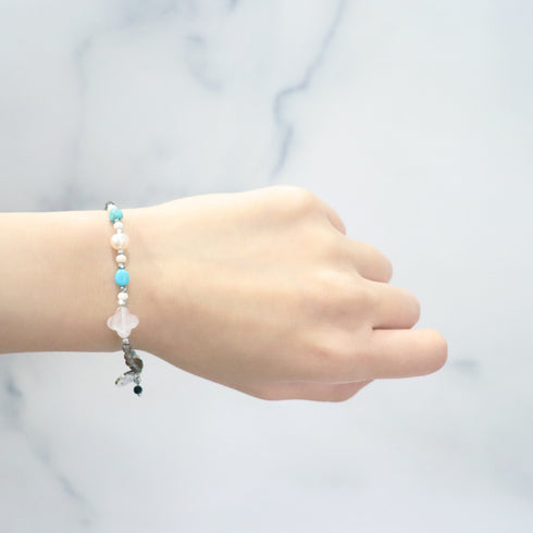 【Be Loved Turquoise】キングマンターコイズ×ターコイズ×スモーキークォーツ ブレスレット