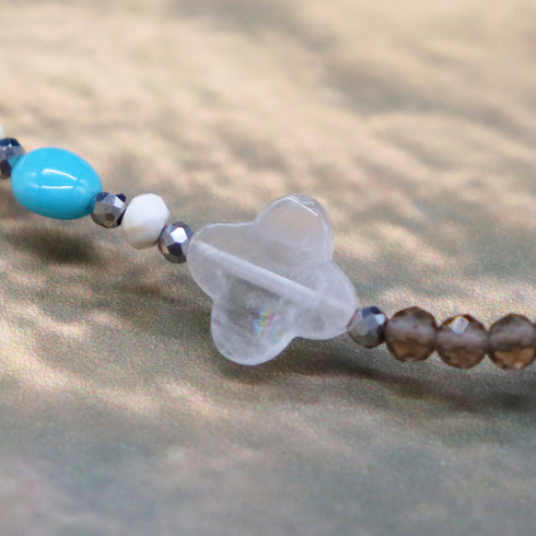 【Be Loved Turquoise】キングマンターコイズ×ターコイズ×スモーキークォーツ ブレスレット