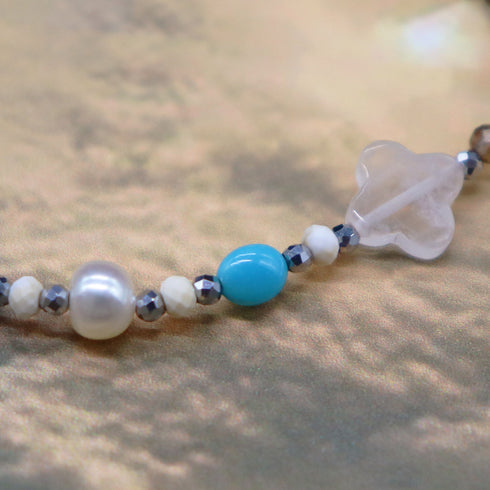 【Be Loved Turquoise】キングマンターコイズ×ターコイズ×スモーキークォーツ ブレスレット