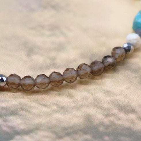 【Be Loved Turquoise】キングマンターコイズ×ターコイズ×スモーキークォーツ ブレスレット