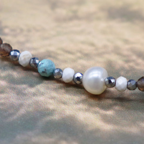 【Be Loved Turquoise】キングマンターコイズ×ターコイズ×スモーキークォーツ ブレスレット