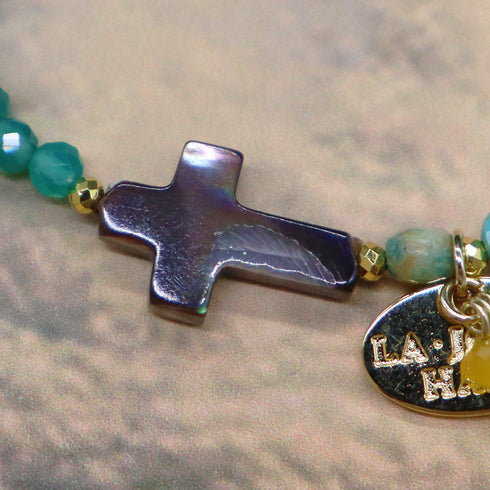 【Be Loved Turquoise】ターコイズ×マザーオブパール×グリーンアゲート ブレスレット