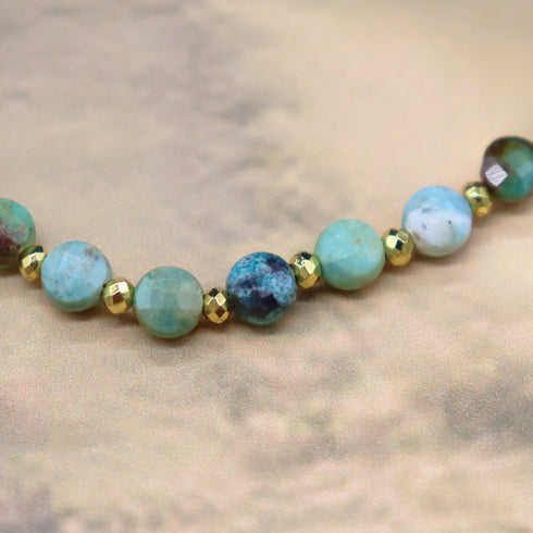 【Be Loved Turquoise】ターコイズ×マザーオブパール×グリーンアゲート ブレスレット