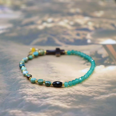 【Be Loved Turquoise】ターコイズ×マザーオブパール×グリーンアゲート ブレスレット