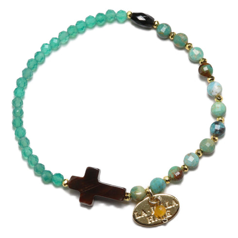 【Be Loved Turquoise】ターコイズ×マザーオブパール×グリーンアゲート ブレスレット