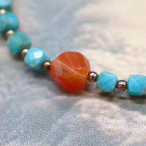 【Be Loved Turquoise】亀甲天珠×ターコイズ×カーネリアン×リバーストーン ブレスレット