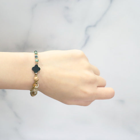 【挚爱绿松石】药师天珠 x 绿松石 x 红玉髓 x 图画碧玉手链