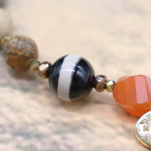 【挚爱绿松石】药师天珠 x 绿松石 x 红玉髓 x 图画碧玉手链